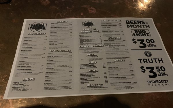 Menu photo 2 The Parma Tavern Cleveland, OH Menu photo 2 The Parma Tavern Cleveland, OH