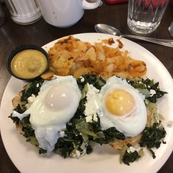 George's - Eggs Florentine with home fries - American Near Me - New York, New York George's - Eggs Florentine with home fries - American Near Me - New York, New York