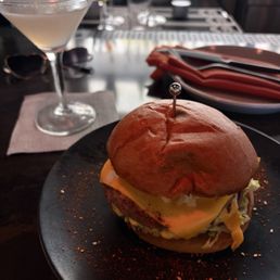 Double Down Burger at the speakeasy Double Down Burger at the speakeasy