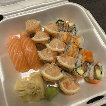 Fujiyama Sushi - Salmon Nigiri (left), Heaven Roll (middle), Alaskan Roll (right) - Sushi Bars Near Me - Orlando, Florida