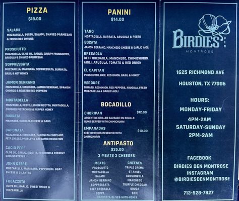 Menu photo 1 Birdies Den Houston, TX