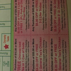 Dynasty Taste - This is the restaurant in-house coupons