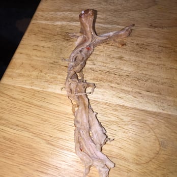 Prissy Polly's Bar-B-Que - This is a "strand" of pulled pork - it looks rather ominous, and is generally dry and stringy. - Barbeque Near Me - Kernersville, North Carolina