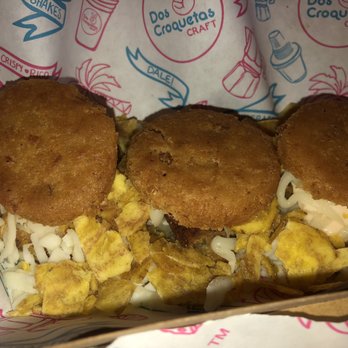 Dos Croquetas - Arepa sliders .... FYI they are tiny ! - Bakeries Near Me - Miami, Florida Dos Croquetas - Arepa sliders .... FYI they are tiny ! - Bakeries Near Me - Miami, Florida