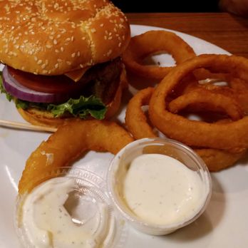 Denny's - Burger with onion rings - Diners Near Me - Las Vegas, Nevada Denny's - Burger with onion rings - Diners Near Me - Las Vegas, Nevada