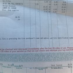 Mavis Discount Tire - Receipt
