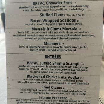 Bryac Black Rock - Menu1 - Seafood Near Me - Bridgeport, Connecticut
