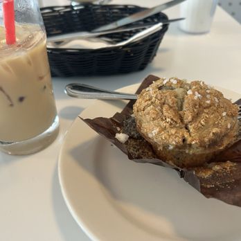 Debbie on the Levee - Blueberry muffin. Iced praline latte - Desserts Near Me - Kenner, Louisiana Debbie on the Levee - Blueberry muffin. Iced praline latte - Desserts Near Me - Kenner, Louisiana