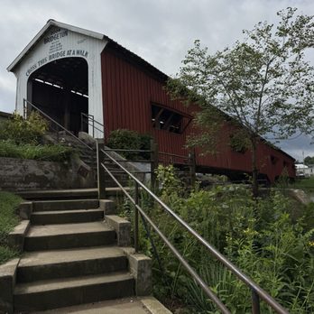 Old Mill Park and Covered Bridge - Stairs to dam overlook - Parks Near Me Old Mill Park and Covered Bridge - Stairs to dam overlook - Parks Near Me