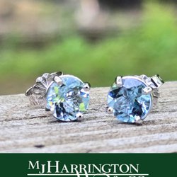 M.J. Harrington Jewelers - Aquamarine white gold post earrings