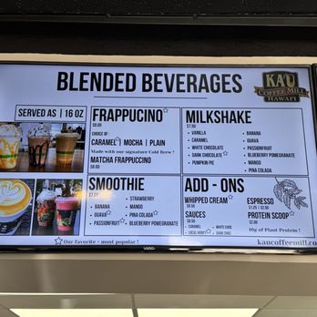 Ka'ū Coffee Roasters Cafe - Blended Beverage Menu - Coffee & Tea Near Me - Kailua-Kona, Hawaii Ka'ū Coffee Roasters Cafe - Blended Beverage Menu - Coffee & Tea Near Me - Kailua-Kona, Hawaii