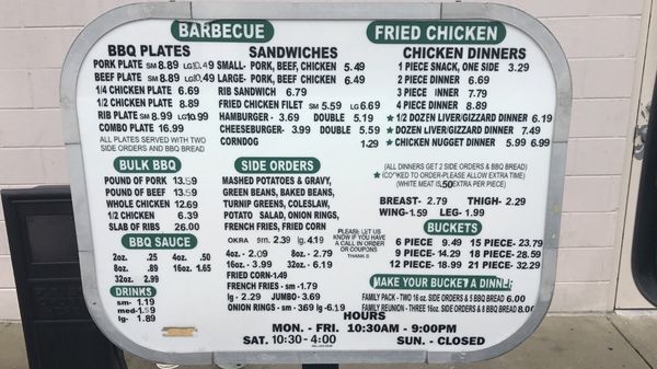 Menu photo 6 Callahan Barbecue Callahan, FL