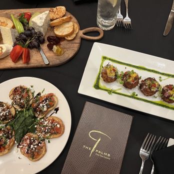 The Palms - Mediterranean Bruschetta, Artisan Cheese Plate, crab cakes - Seafood Near Me - Fresno, California