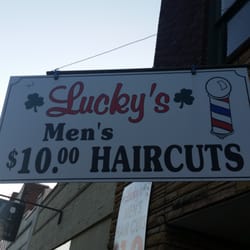 Lucky's Barber Shop - Sign out front