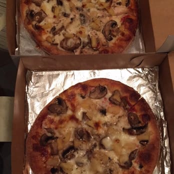 Star Pizza - Create your own focaccia pizza -  1. Pineapple, mushroom and chicken 2. Pineapple and mushroom - Pizza Near Me - Houston, Texas