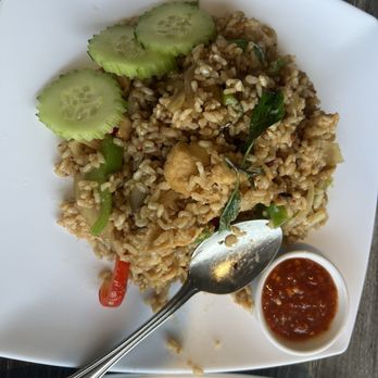 Bright Star Thai Vegan - Spicy fried rice with soy chicken - Thai Near Me - Rancho Cucamonga, California