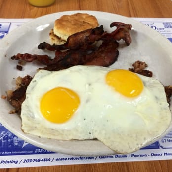 Sonny Side Up - #8 Two eggs sunnyside up, corned beef hash with a biscuit and a side order of bacon - Breakfast & Brunch Near Me - Danbury, Connecticut Sonny Side Up - #8 Two eggs sunnyside up, corned beef hash with a biscuit and a side order of bacon - Breakfast & Brunch Near Me - Danbury, Connecticut