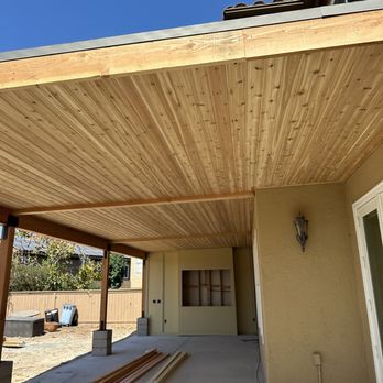 Lighthouse Construction & Design - Patio cover, ceiling and accent wall with tv cubbyhole - General Contractors Near Me Lighthouse Construction & Design - Patio cover, ceiling and accent wall with tv cubbyhole - General Contractors Near Me