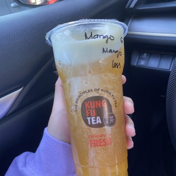 Kung Fu Tea - Mango green tea with mango jelly (100% sweetness & less ice) sooo good! - Bubble Tea Near Me - San Jose, California Kung Fu Tea - Mango green tea with mango jelly (100% sweetness & less ice) sooo good! - Bubble Tea Near Me - San Jose, California