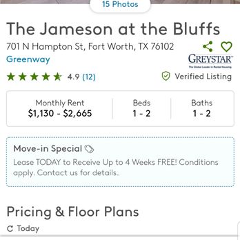 Jameson at the Bluffs - Move-in special not honored - Apartments Near Me - Fort Worth, Texas Jameson at the Bluffs - Move-in special not honored - Apartments Near Me - Fort Worth, Texas