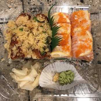 Genki Sushi House Restaurant - Dragon and 49er rolls - tasty but a bit small.  Bill was $27 - Japanese Near Me - Hercules, California