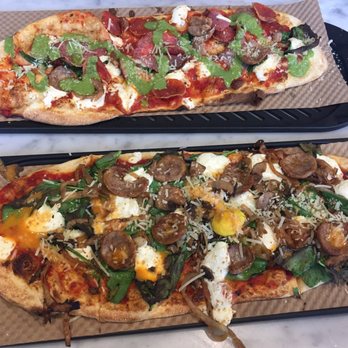 &pizza - The maverick on top and the farmers daughter with tons of spinach on bottom - Pizza Near Me - Washington, DC, District of Columbia