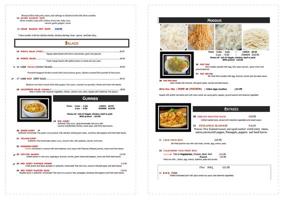 Menu photo 3 California Thai El Sobrante, CA