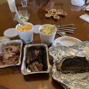 Little Miss BBQ - From L to R: pork, Mac and cheese, brisket, jalapeño cheese grits, beef rib - Barbeque Near Me - Phoenix, Arizona Little Miss BBQ - From L to R: pork, Mac and cheese, brisket, jalapeño cheese grits, beef rib - Barbeque Near Me - Phoenix, Arizona