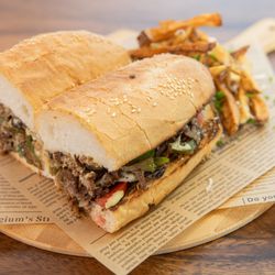 Baked Pizza and Sandwiches - Philly cheese steak Sandwich in french bread