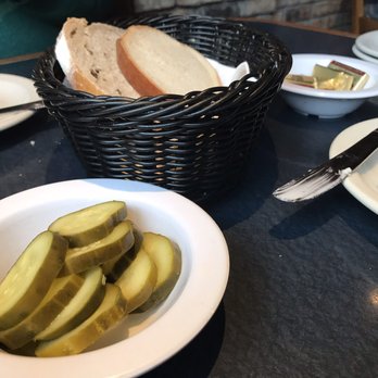 Crossroads Delicatessen - Yes please! Pickles and bread before the meal. - Breakfast & Brunch Near Me - Minnetonka, Minnesota