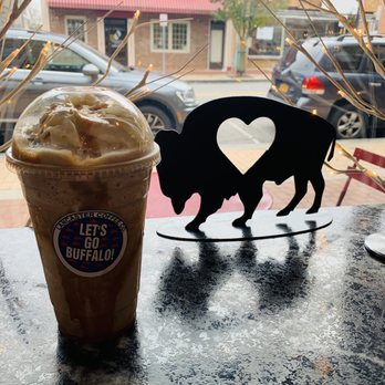 Lancaster Coffee Company & Cafe - Enjoying my caramel frappe in the window seats - American Near Me - Lancaster, New York Lancaster Coffee Company & Cafe - Enjoying my caramel frappe in the window seats - American Near Me - Lancaster, New York