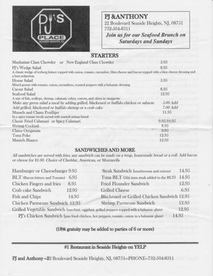 Menu photo 5 PJ’s Place Seaside Heights, NJ Menu photo 5 PJ’s Place Seaside Heights, NJ