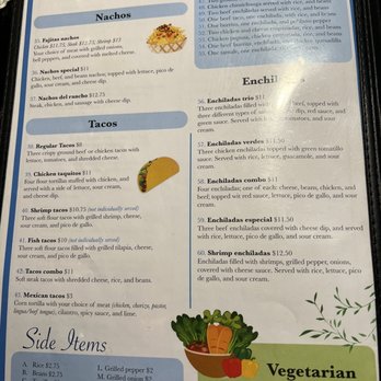 La palma - a menu for a mexican restaurant - Mexican Near Me - Laurel, Mississippi