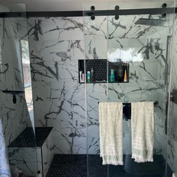 Custom made shower doors on our new shower! Custom made shower doors on our new shower!