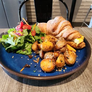 Cafe N One - Egg melt croissant combo w/ house salad and roasted potatoes. - Desserts Near Me - Markham, Ontario