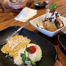 Egg Custard with Sweet Sticky Rice Fried Ice Cream Egg Custard with Sweet Sticky Rice Fried Ice Cream