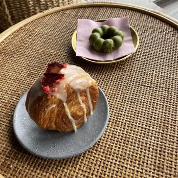 Momo Cafe - Strawberry creme croissant Matcha mochi donut - Desserts Near Me - Atlanta, Georgia