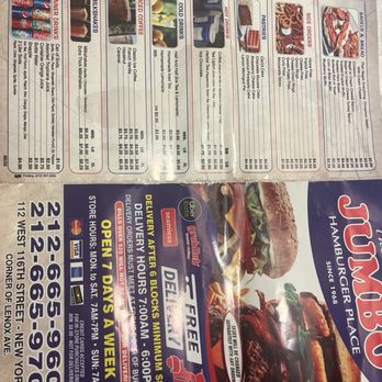 Jumbo Hamburgers - Menu - Burgers Near Me - New York, New York