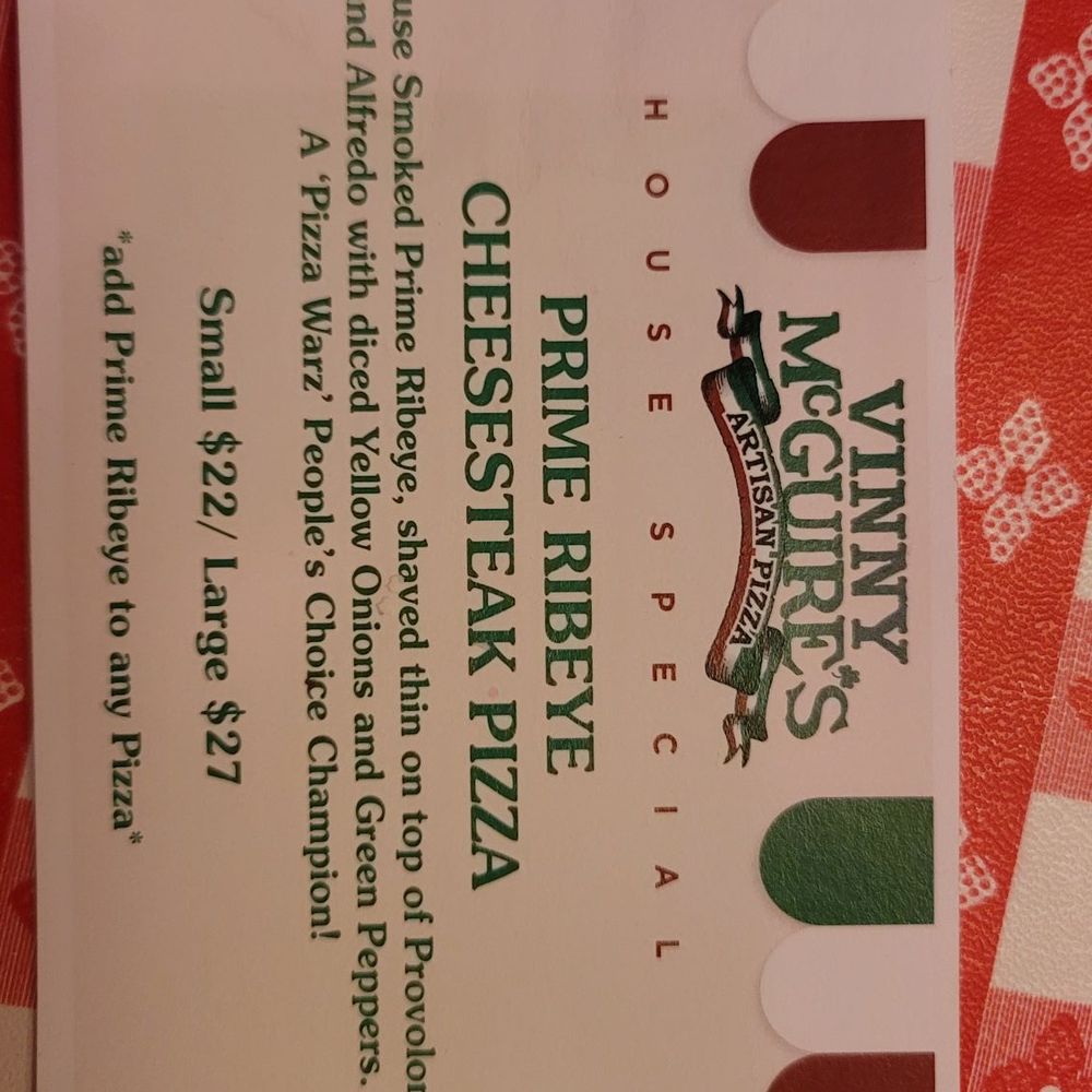 Vinny McGuire's - Prime Ribeye Cheesesteak Pizza - Pizza Near Me - Destin, Florida Vinny McGuire's - Prime Ribeye Cheesesteak Pizza - Pizza Near Me - Destin, Florida