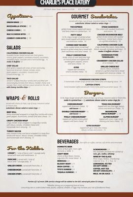 Menu photo 3 Charlie’s Place Eatery Galena, IL