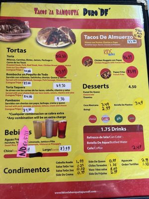 Menu photo 1 Tacos La Banqueta Arlington, TX