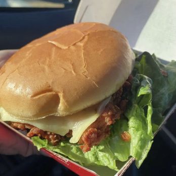 Chick-fil-A - Spicy chicken sandwich deluxe with pepper Jack cheese and butter on bun. - Fast Food Near Me - Palmdale, California Chick-fil-A - Spicy chicken sandwich deluxe with pepper Jack cheese and butter on bun. - Fast Food Near Me - Palmdale, California