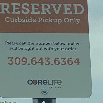Corelife Eatery - Instructions for curbside pickup, including they will bring to car - Salad Near Me - Peoria, Illinois