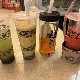 Bobasaur, orange milk shake, pop gum, strawberry slushie, Bobasaur, orange milk shake, pop gum, strawberry slushie,