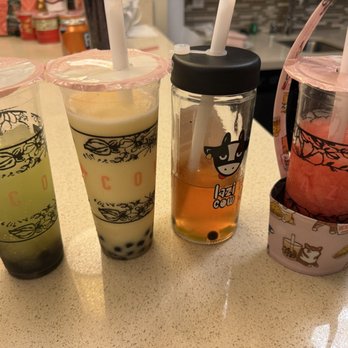 Lazi Cow - Bobasaur, orange milk shake, pop gum, strawberry slushie, - Bubble Tea Near Me - Folsom, California Lazi Cow - Bobasaur, orange milk shake, pop gum, strawberry slushie, - Bubble Tea Near Me - Folsom, California