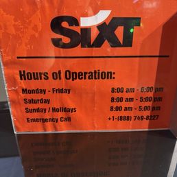 Hours of operation Hours of operation