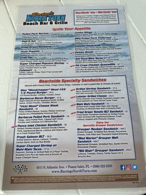 Menu photo 4 Racing's North Turn Ponce Inlet, FL Menu photo 4 Racing's North Turn Ponce Inlet, FL