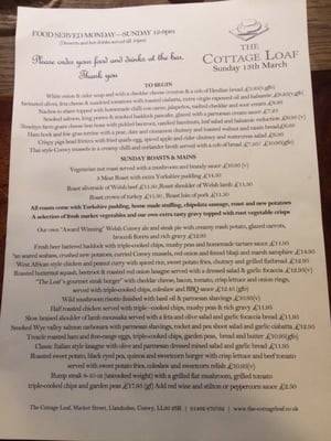 Menu photo 1 Cottage Loaf Llandudno, CWY Menu photo 1 Cottage Loaf Llandudno, CWY