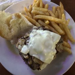Corral Bar & Riverside Grill - Mushroom Swiss Burger