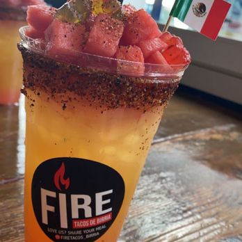 Fire Tacos - This is the sunset cooler agua fresca! Watermelon and mango topped with fresh watermelon - Tacos Near Me - Seattle, Washington Fire Tacos - This is the sunset cooler agua fresca! Watermelon and mango topped with fresh watermelon - Tacos Near Me - Seattle, Washington